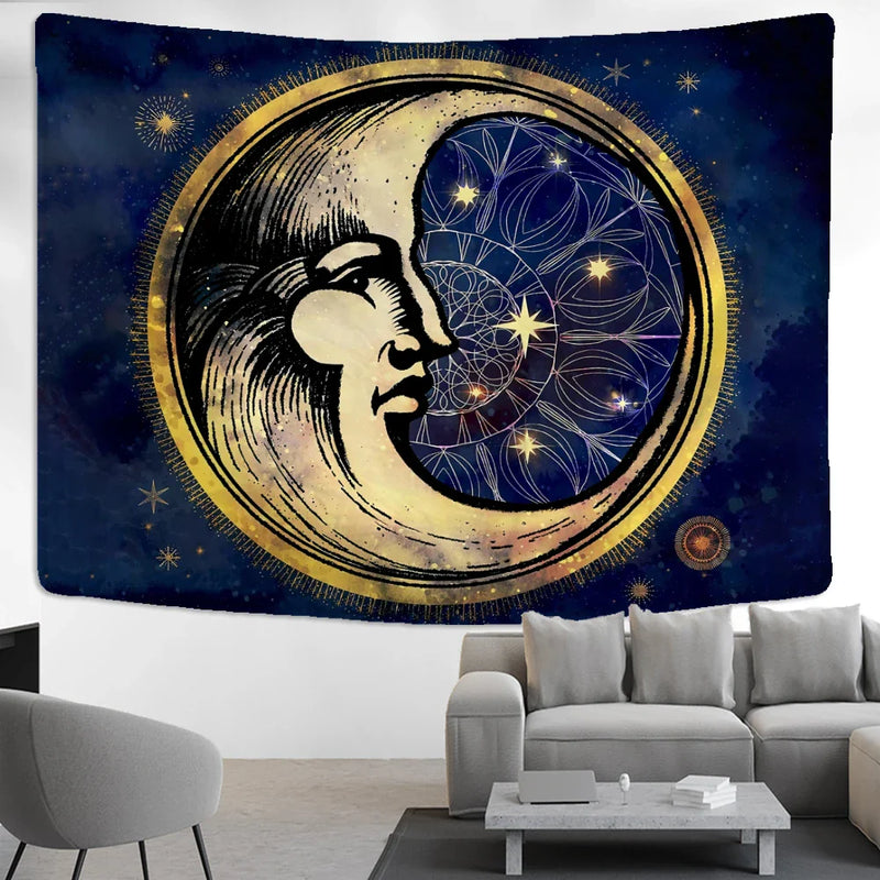 Afralia™ Moon Tree Life Tapestry: Kawaii Mandala Wall Hanging for Boho Room Decor
