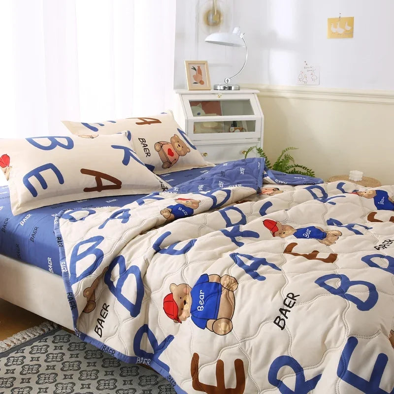Afralia™ Bear Quilt & Pillowcase Set - Soft & Breathable Summer Bedding