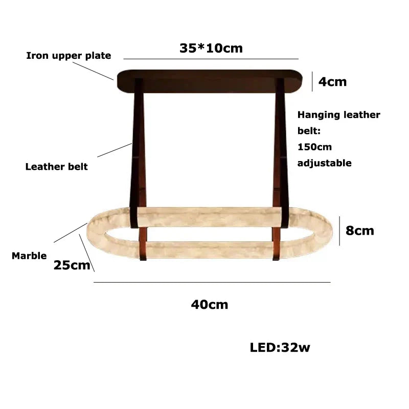 Afralia™ Oval Ring Dolomite Leather Pendant Light - Modern Adjustable Decorative Fixture