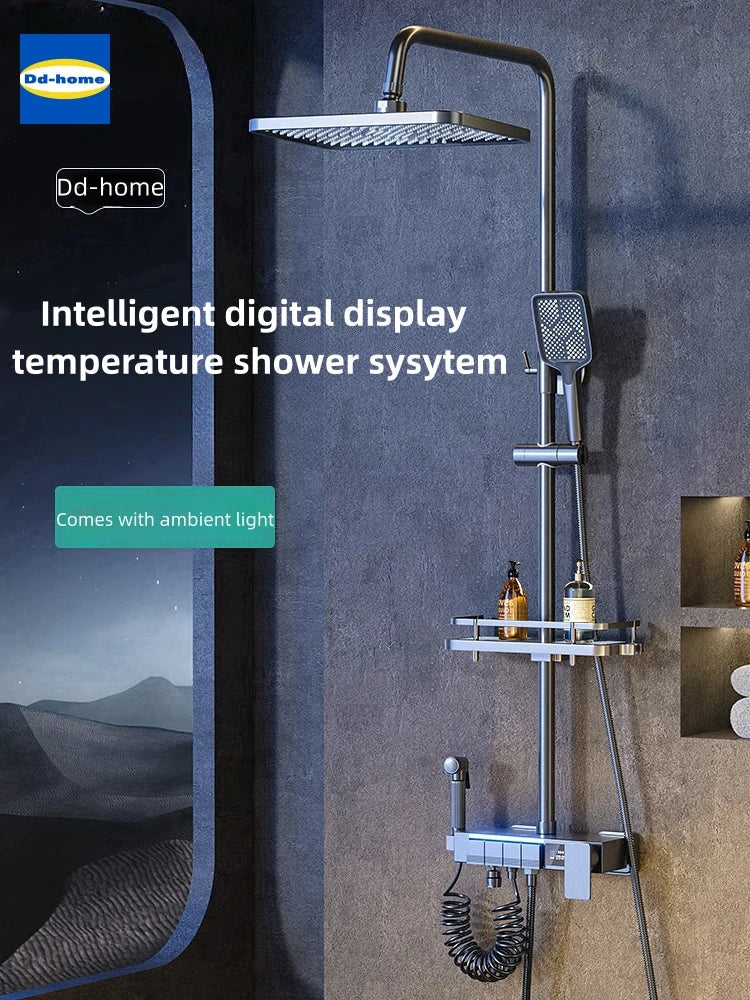 Afralia™ Electric Sunflower Rainfall Showers System: Modern Hygienic Thermostat Set for Smart Bathrooms