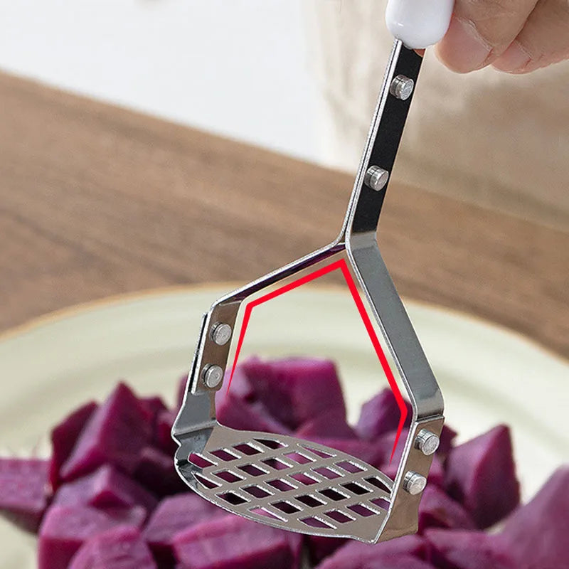 Afralia™ Stainless Steel Potato Masher & Food Crusher for Kids; Kitchen Fruit & Vegetable Tool