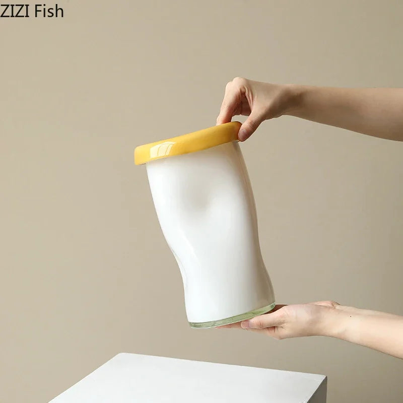 Afralia™ White Glass Vase Hydroponics Plant Pots Table Floral Room Decor