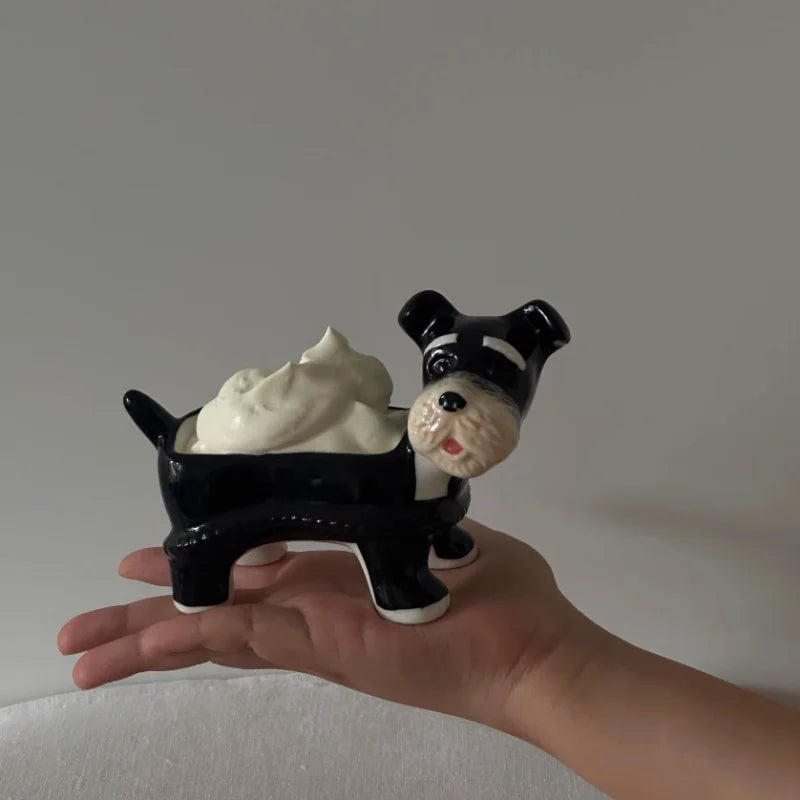 Afralia™ Cartoon Puppy Schnauzer Ceramic Storage Tray Home Decoration