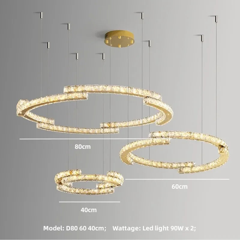 Afralia™ Oval Steel LED Pendant Lights with K9 Crystals