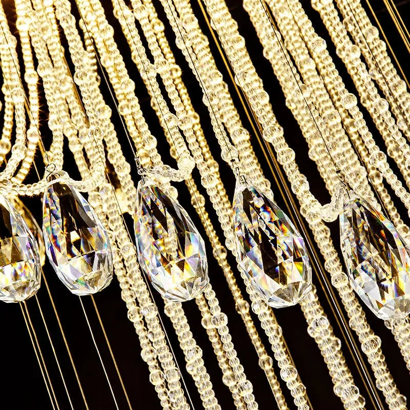 Afralia™ Double Spiral Staircase Crystal Ceiling Chandelier for Modern Loft Decor