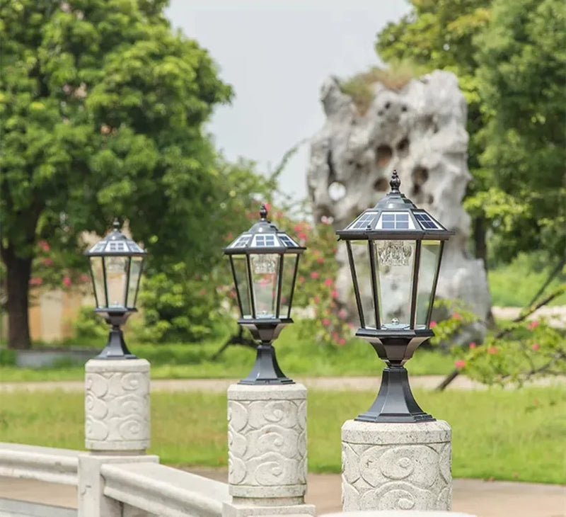 Afralia™ Solar LED Vintage Outdoor Pillar Light for Garden Decoration