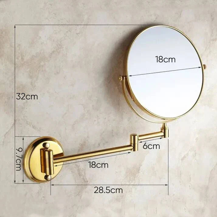 Afralia™ 8" Round Brass Dual Makeup Mirror with 3X Magnification