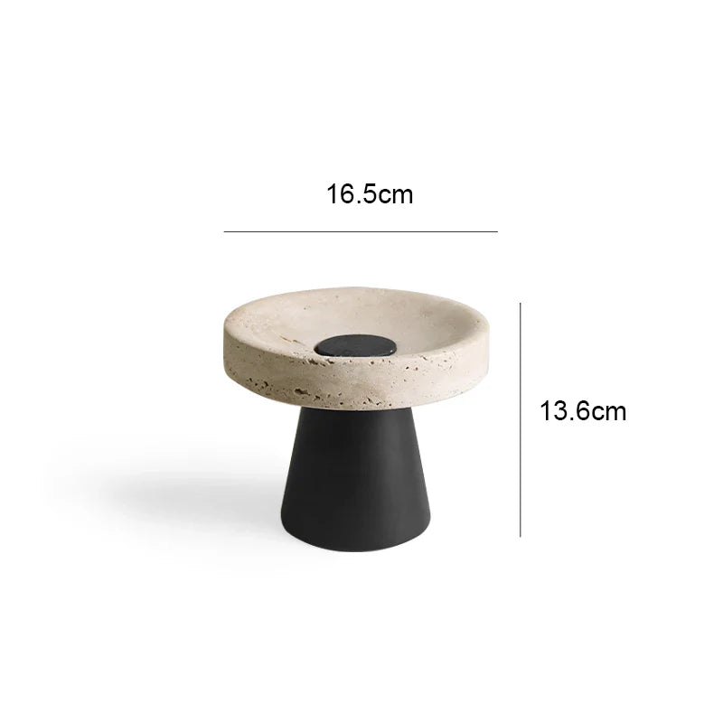 Afralia™ Luxury Travertine Fruit Tray & Marble Salad Bowl Set on Pedestal Stand