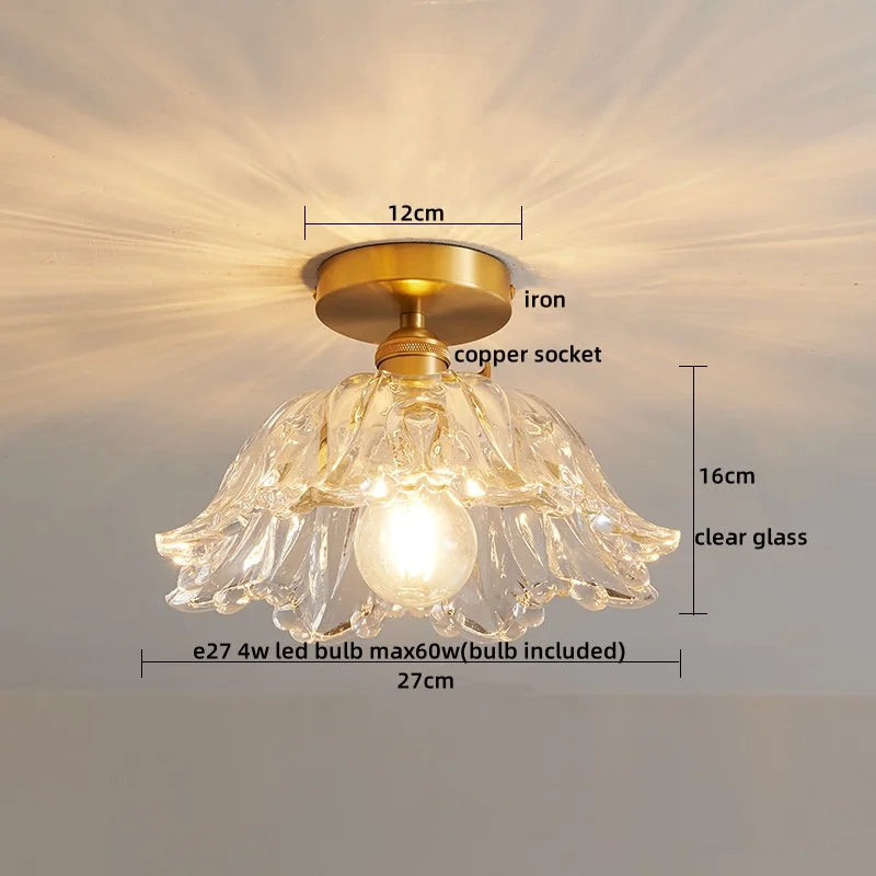 Afralia™ Glass Copper LED Ceiling Light - Simple Art Decorative Chandelier