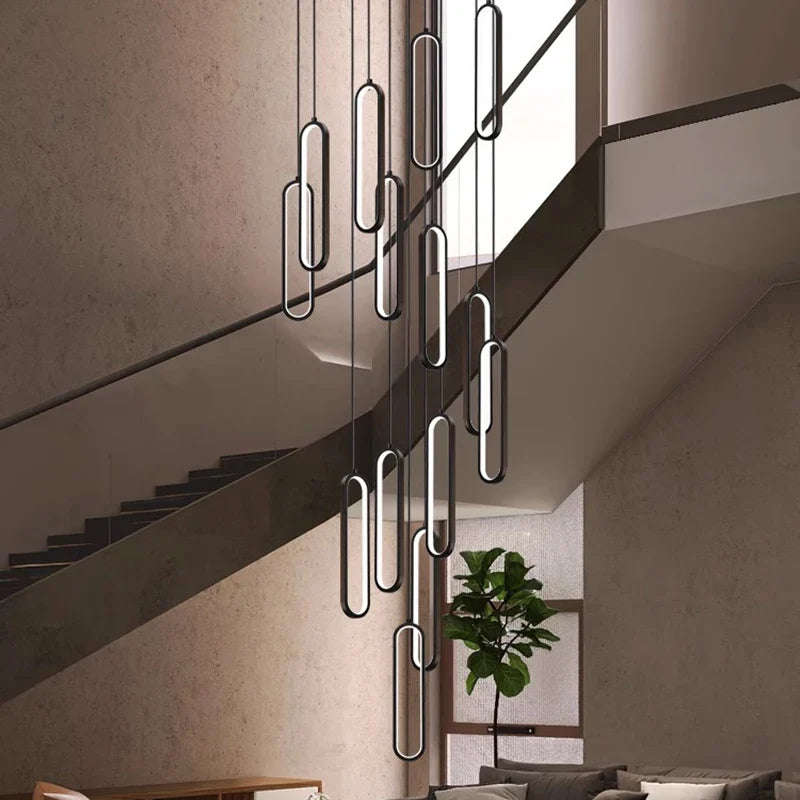 Afralia™ LED Staircase Chandeliers | Modern Pendant Light for Living Room