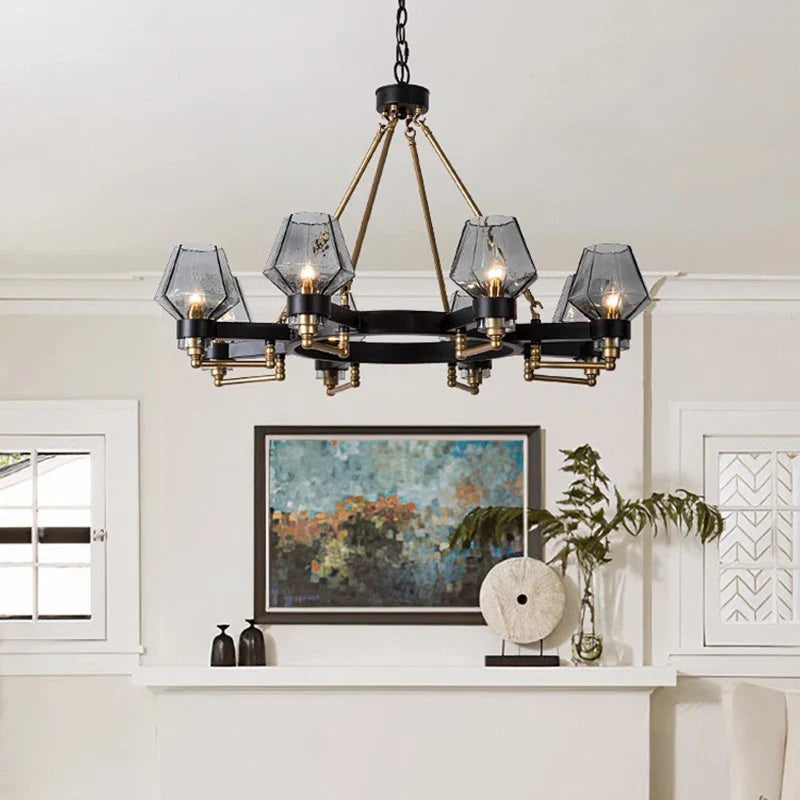 Afralia™ Luxe Glass Chandelier: Modern Retro Living Room Pendant Lamp Lighting Fixtures