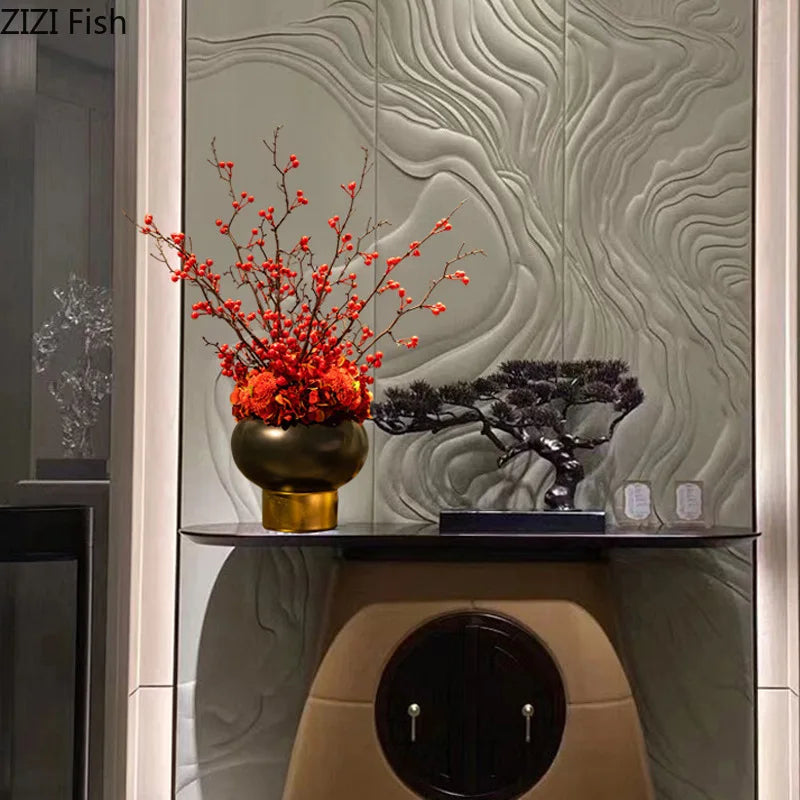 Afralia™ Red Lantern Ceramic Vase - Modern Floral Room Decor