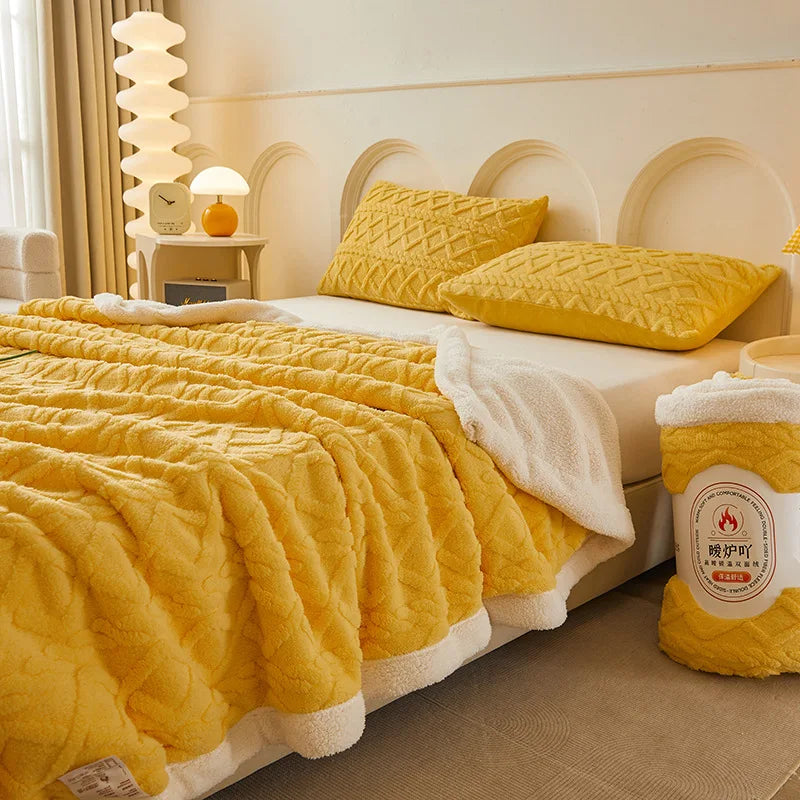 Afralia™ Plush Taffeta Jacquard Blanket | Multi Functional Soft Bedspreads for Bedrooms