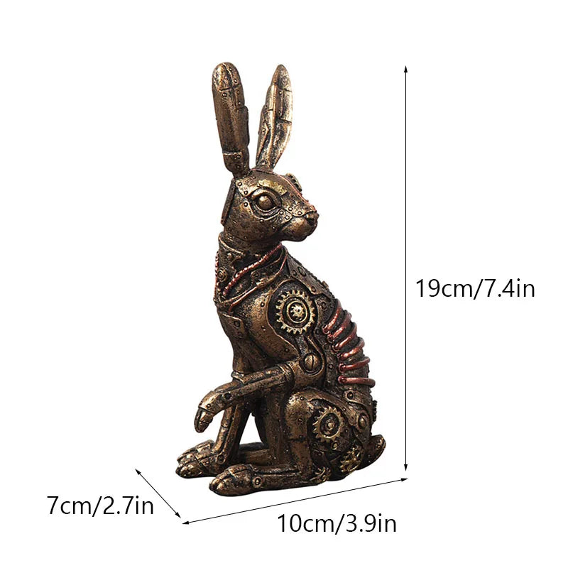 Afralia™ Resin Rabbit Steampunk Metal Animal Figurine Mechanical Home Office Decor