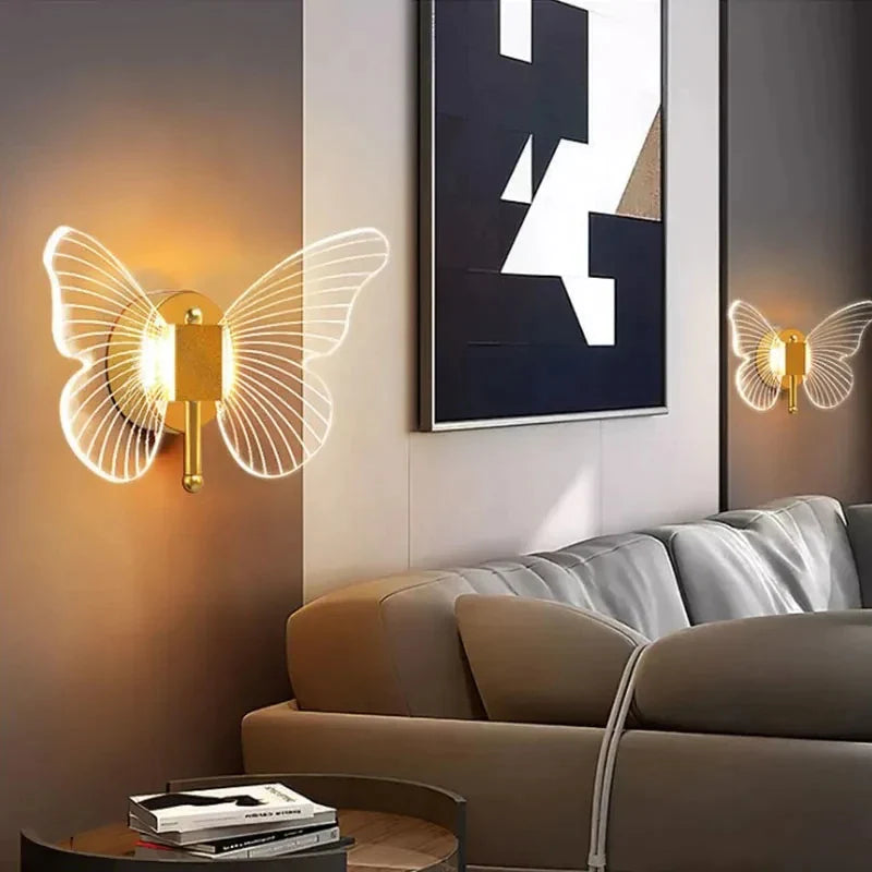 Afralia™ Gold LED Butterfly Pendant Lights for Home Staircase, Living Room, Bedroom Chandeliers