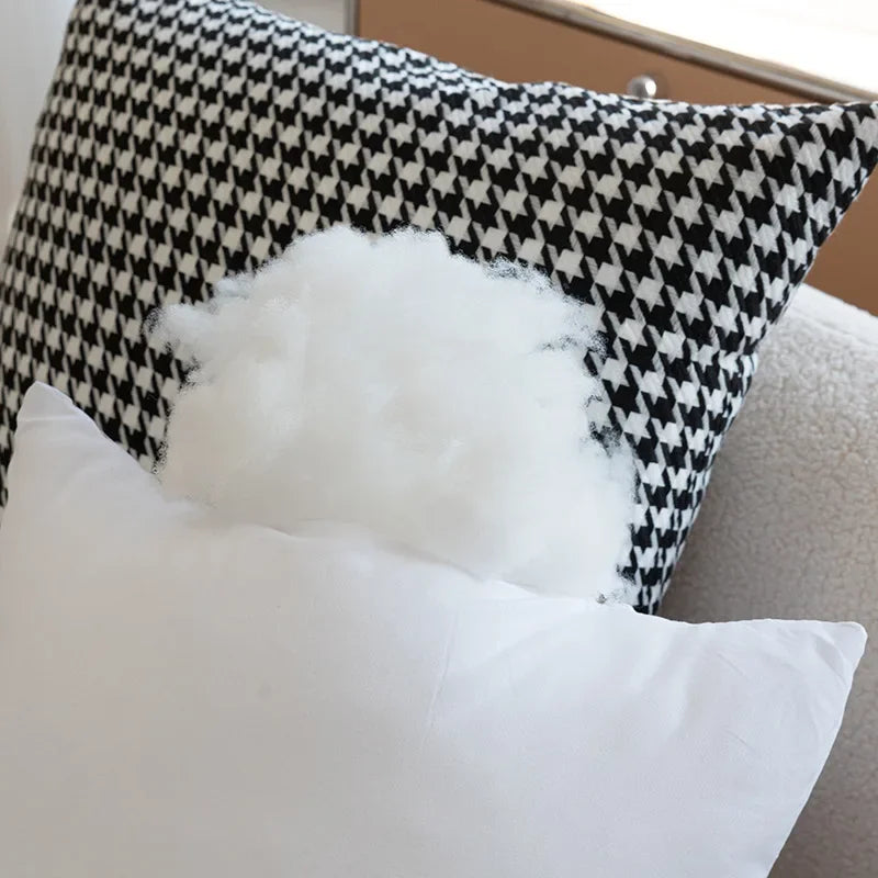 Afralia™ Classic Houndstooth Pillow Cover Square Weave for Modern Chic Home Décor