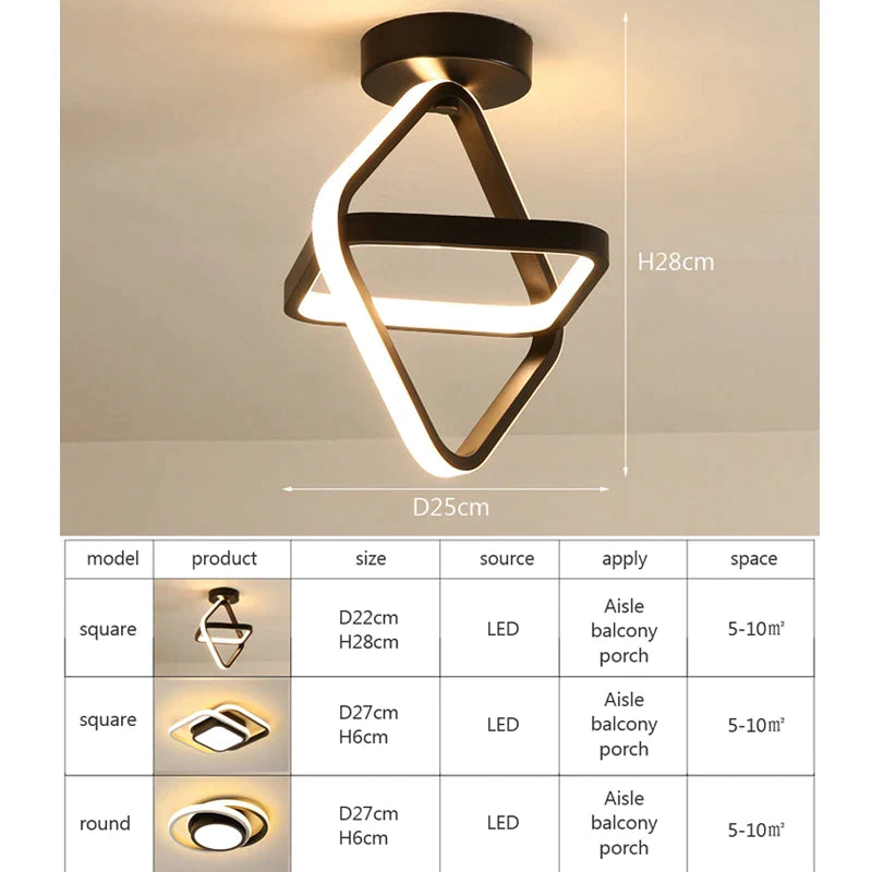 Afralia™ Modern 2-Ring LED Ceiling Light for Hallways, Offices, and Balconies