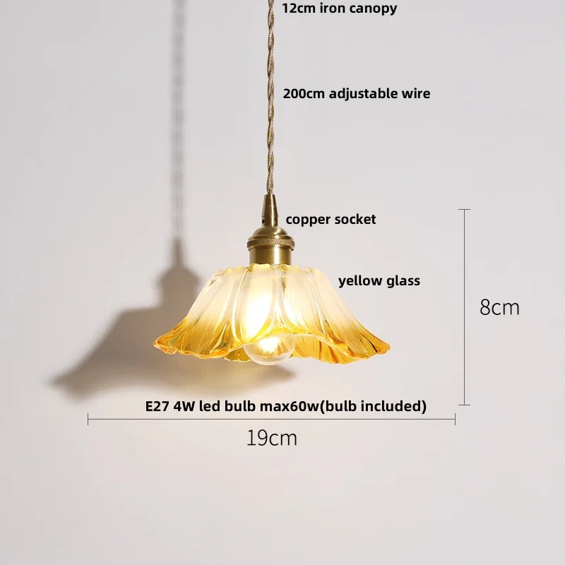 Afralia™ Clear Glass Copper LED Pendant Lamp for Home Decor and Lighting
