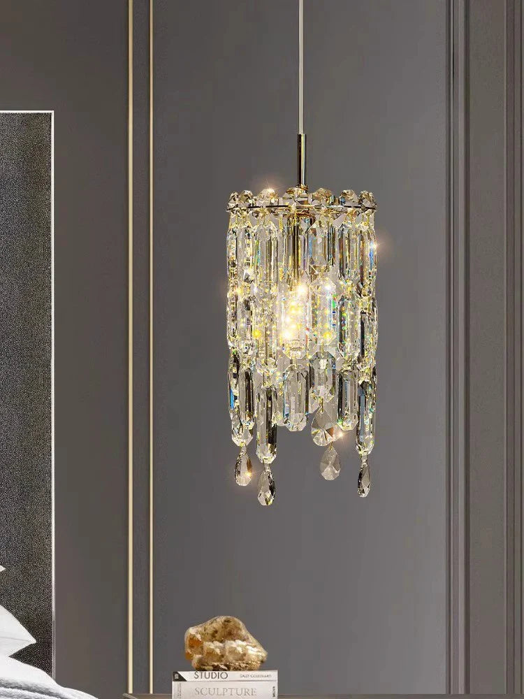 Afralia™ Crystal Bedhead Pendant Light for Master Bedroom, High-End Restaurant Chandelier