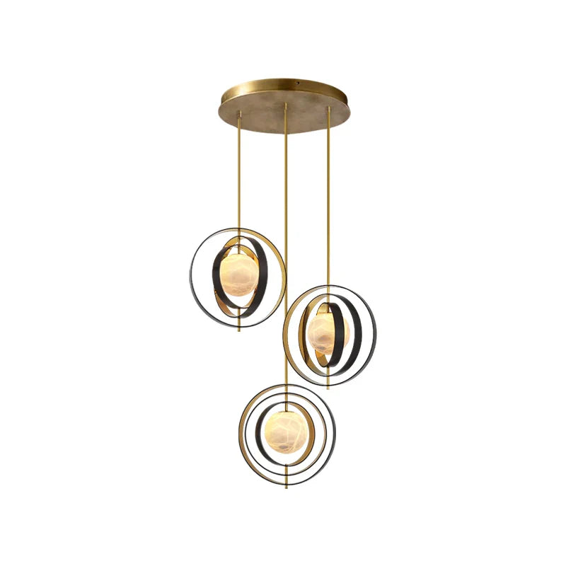 Afralia™ Marble Globe Pendant Light with Black Gold Hardware - Modern Tea Room Ceiling Decor