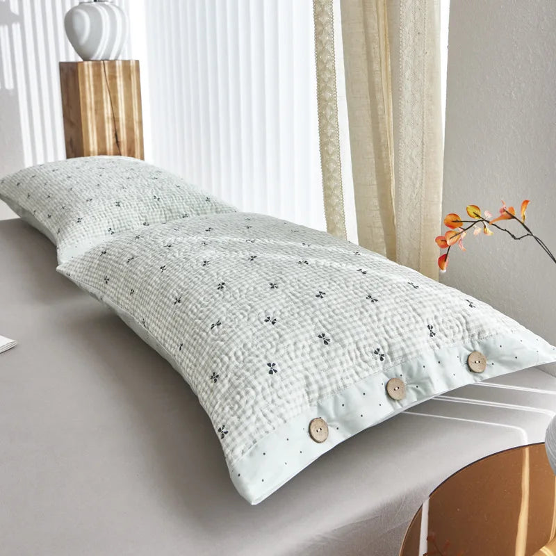 Afralia™ Quilted Cotton Pillowcase: Double-Sided, Cozy, Button Lock, Skin-Friendly, Printed Home Textile