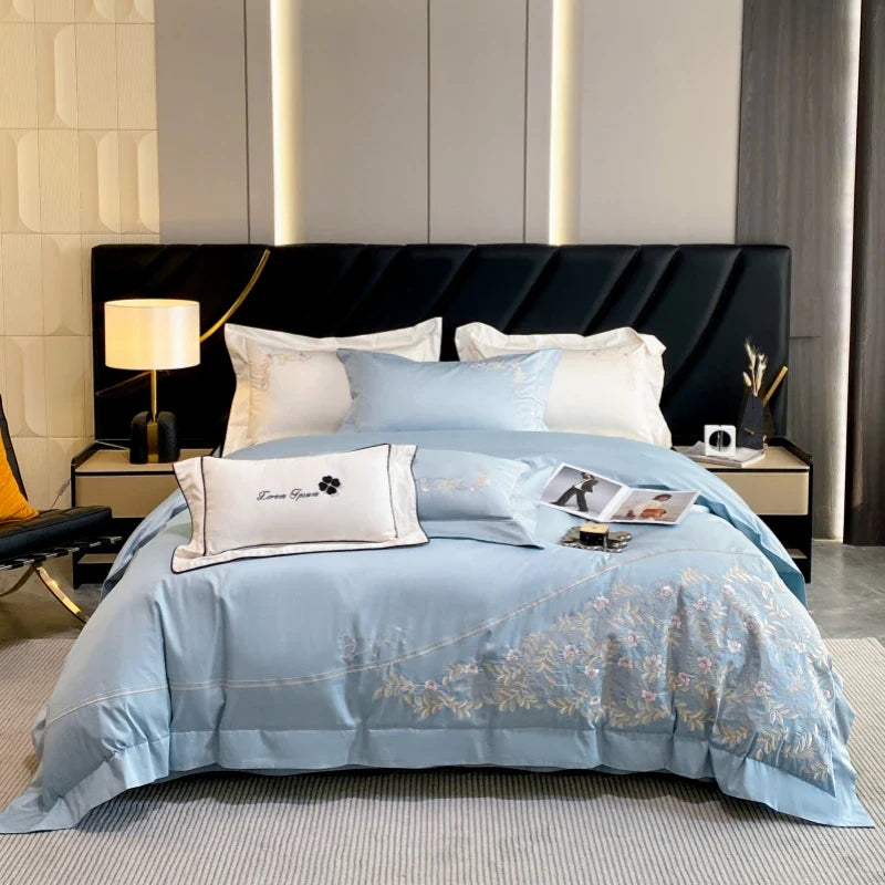Afralia™ Luxury Embroidery Wedding Cotton Bedding Set