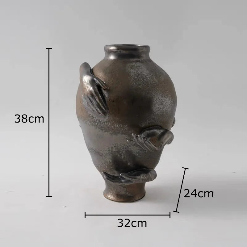 Afralia™ Abstract Art Ceramic Vase for Desk Decoration and Room Aesthetic