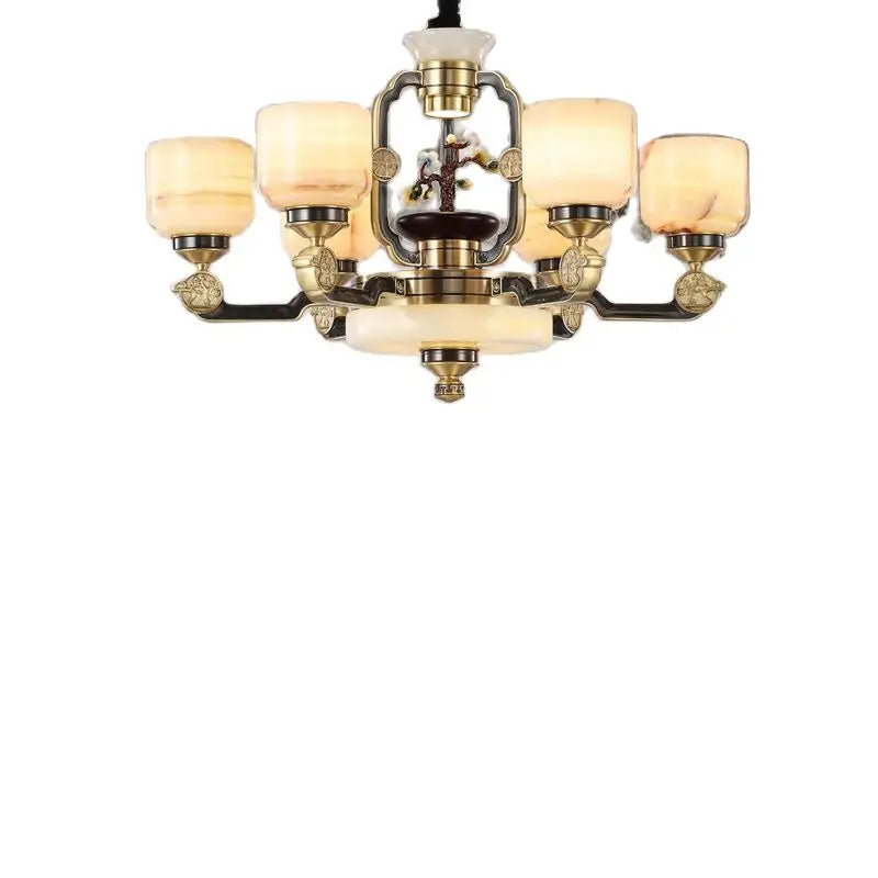 Afralia™ Copper Jade Duplex Chandelier: Chinese Villa Hall Lighting for Hotel Lobby & Living Room