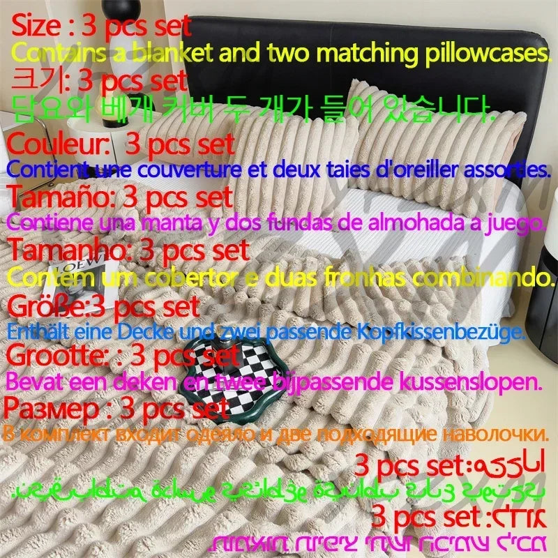 Afralia™ Velvet Autumn Warm Bed Blanket & Pillowcase Set