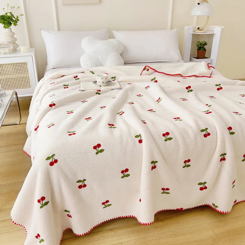 Afralia™ Flower Embroidered Lamb Wool Blanket: Versatile All Seasons Shawl & Travel Companion