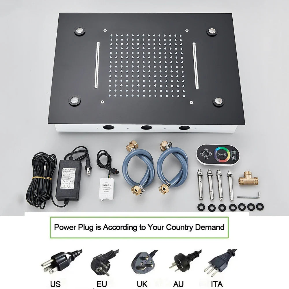 Afralia™ LED Shower Faucet Set Rain Waterfall System with Remote Control & Colorful Ceiling Display