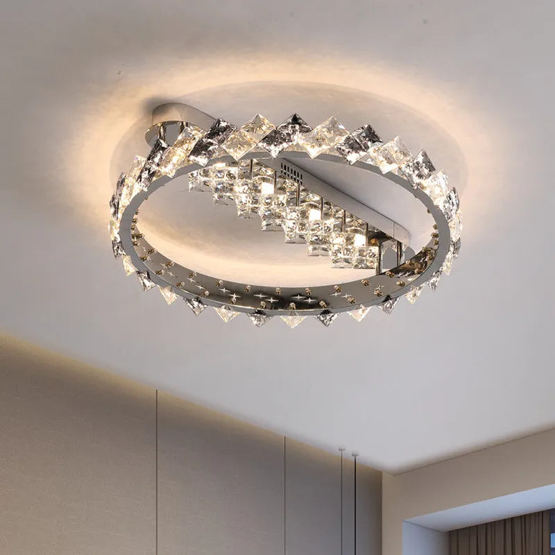 Afralia™ Crystal Ceiling Light: Modern Luxury Stainless Steel Dimmable Fixture for Living & Dining Room