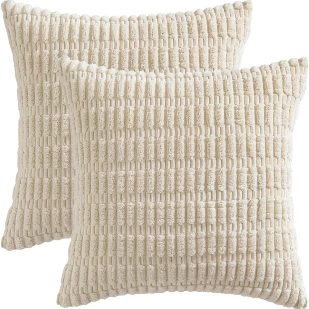 White Green Corduroy Cushion Cover 45x45 - Afralia™ Modern Home Decor Pillow