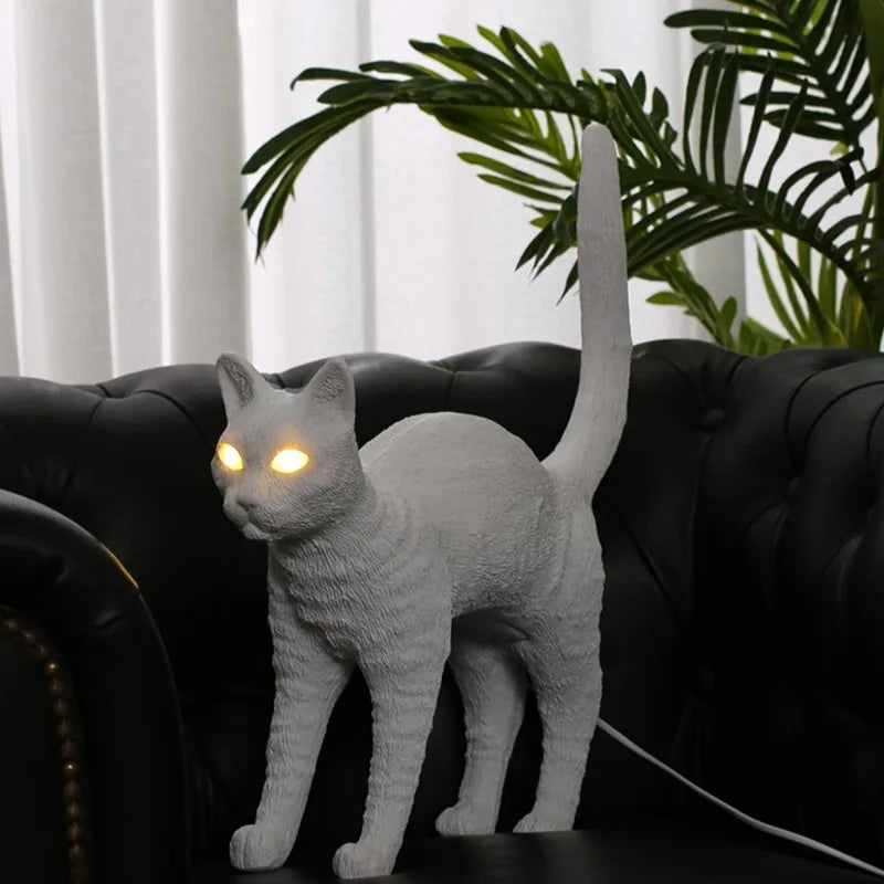 Nordic Cat LED Desk Lamp by Afralia™ - Resin Animal Light for Kids Room Decor