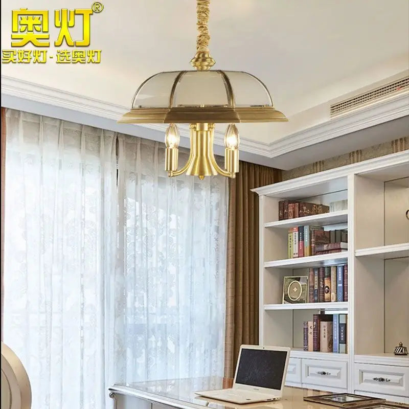 Afralia™ Iron Bronze Pendant Light Glass Retro Modern Living Room Lamp