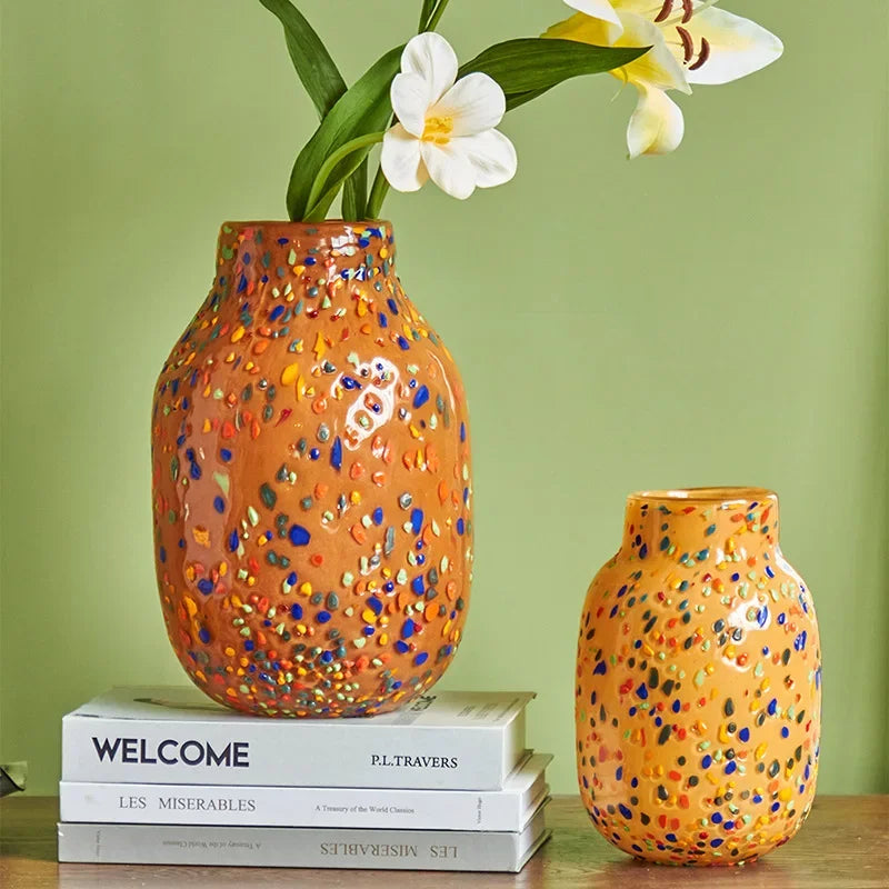 Afralia™ Glass Vase with Colorful Dots for Home Decor & Hydroponic Plants
