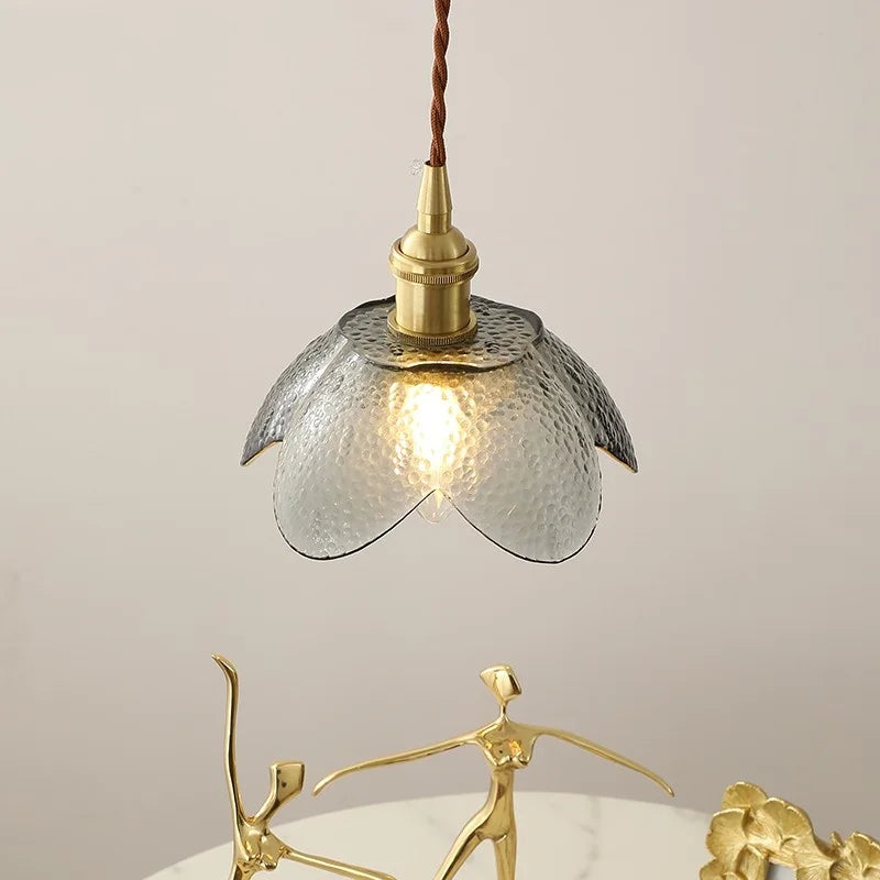 Afralia™ Glass Copper LED Hanging Light: Nordic Pendant Lamp, Living Room Bedroom Coffee Knob Switch