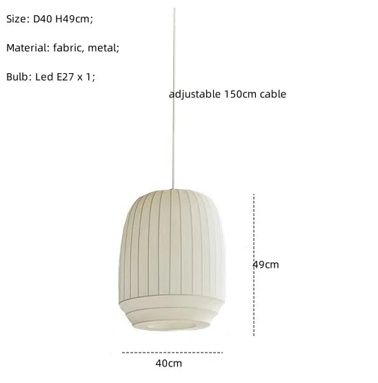 Afralia™ Nordic White Fabric LED Chandelier Pendant Light for Modern Living Room