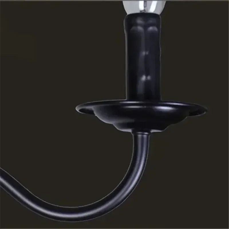 Afralia™ French Candle Chandelier Black Iron Industrial Vintage Farmhouse Lighting