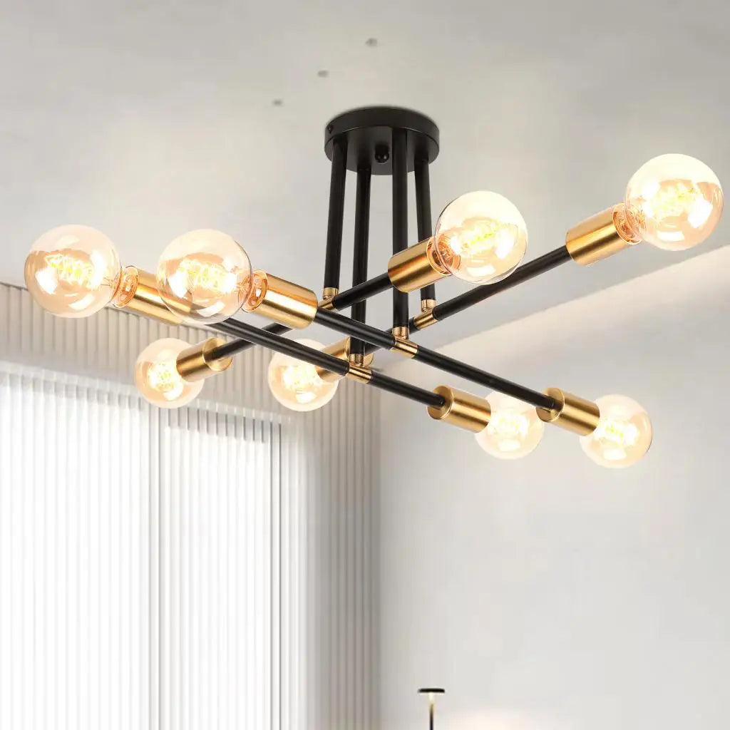 Afralia™ Nordic Minimalist LED Ceiling Chandelier Black Gold for Living Rooms Bedrooms
