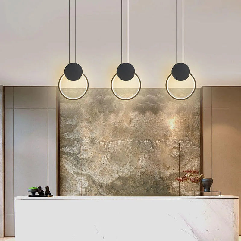 Afralia™ Modern Nordic Circle Lamp Bar Restaurant Chandelier Luxury Home Decor