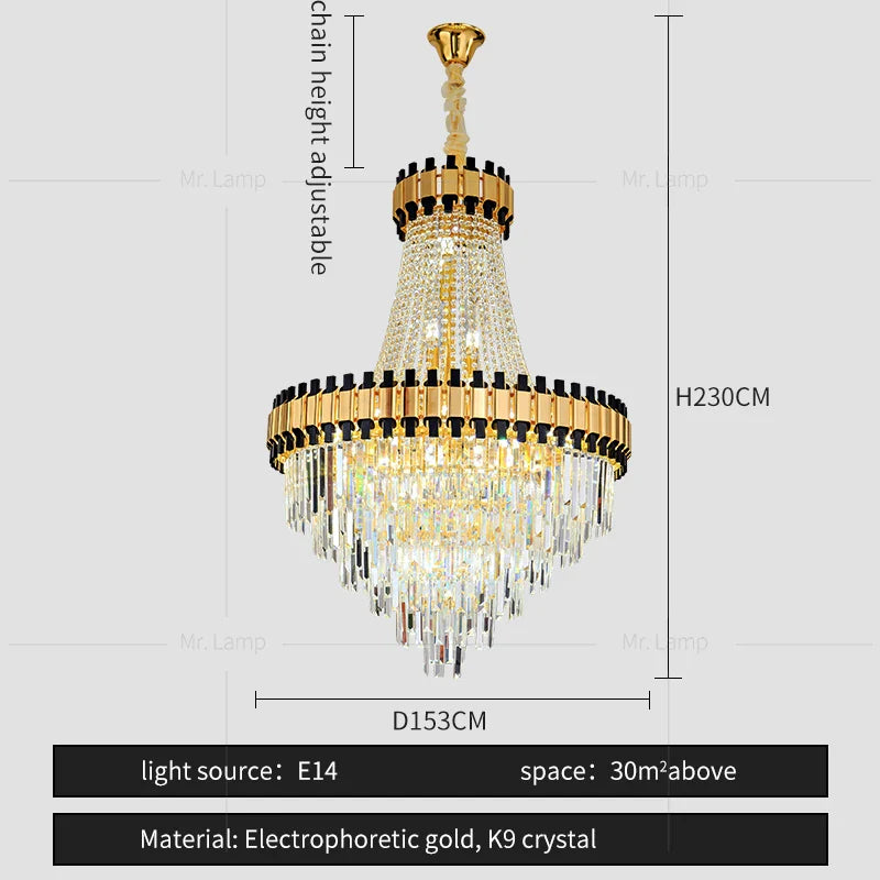 Afralia™ Main Living Room Crystal Chandelier - Post-modern Light Luxury Design