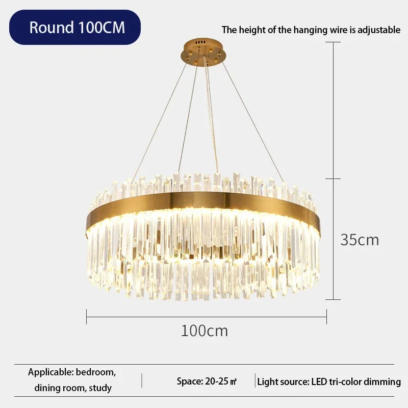 Afralia™ LED Crystal Chandelier Pendant Lamp for Modern Living Room Lighting Fixtures