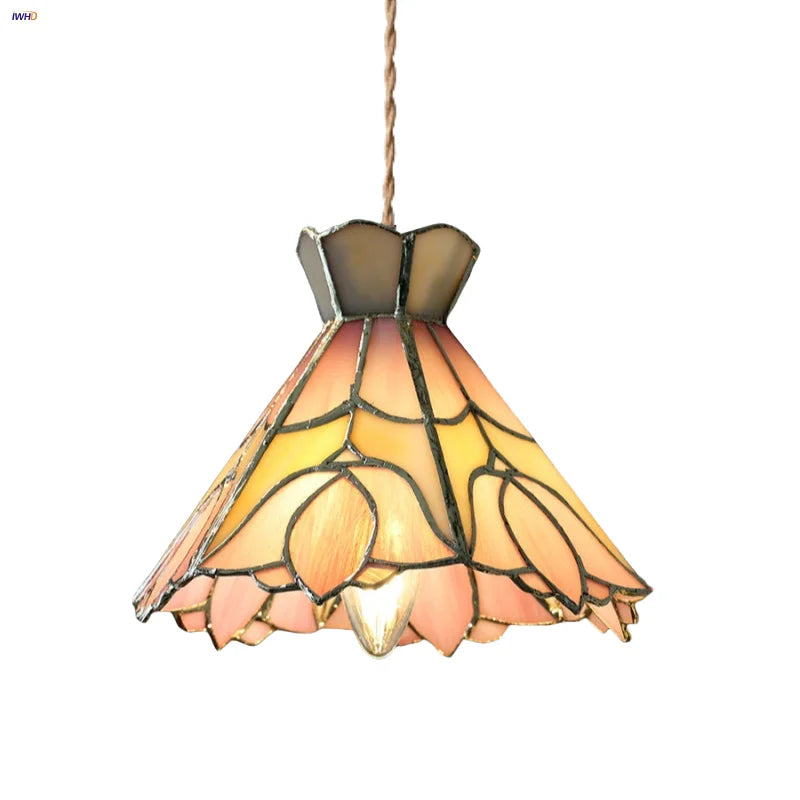 Afralia™ Tiffany Flower Glass LED Pendant Light for Nordic Modern Home Decor