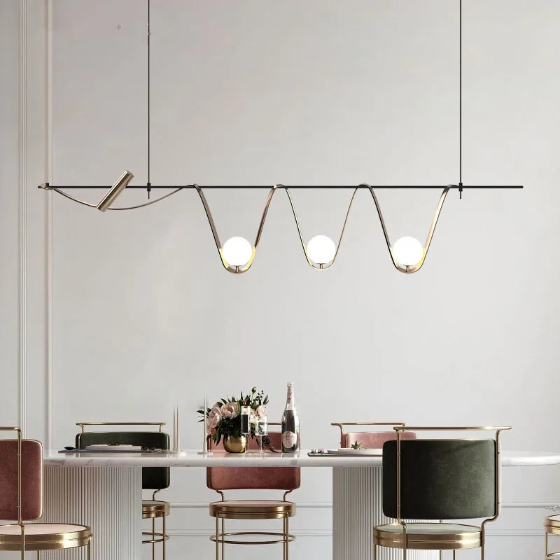 Afralia™ Minimalist Gold Pendant LED Light for Living, Dining, Bedroom, Foyer