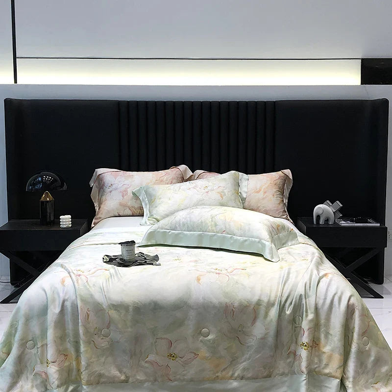 Afralia™ Summer Quilt Bedding Set: Soft Lyocell Fiber Comforter, Sheet, Pillowcases - 4Pcs