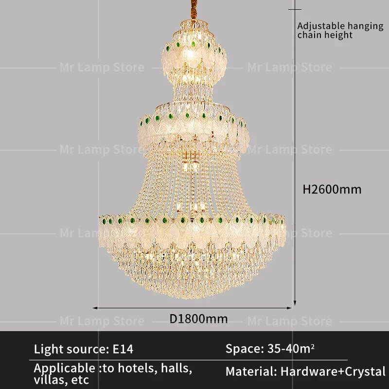 Afralia™ Luxury Crystal Duplex Chandelier for Living Room Stairwell - Zhongshan Lamp