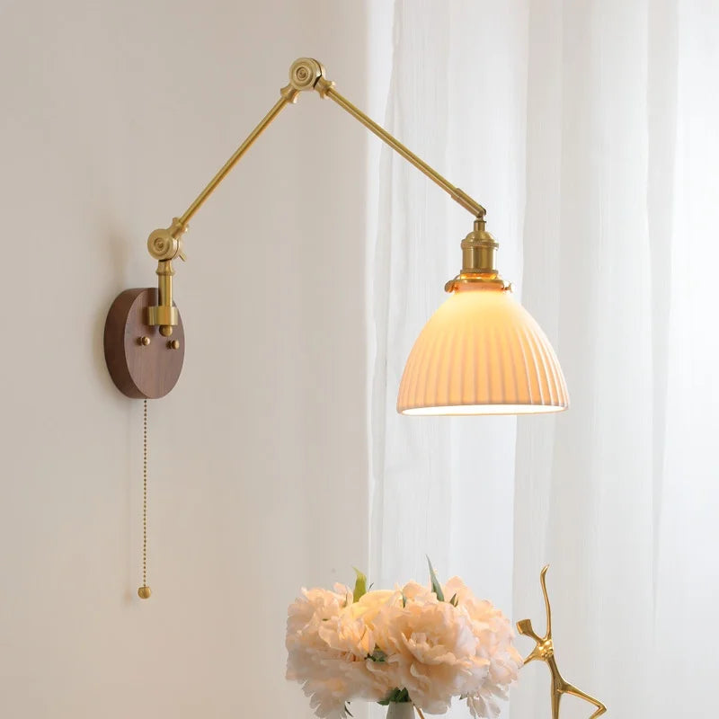 Afralia™ LED Wall Light Walnut Copper Modern Style Hallway Bedroom Living Room