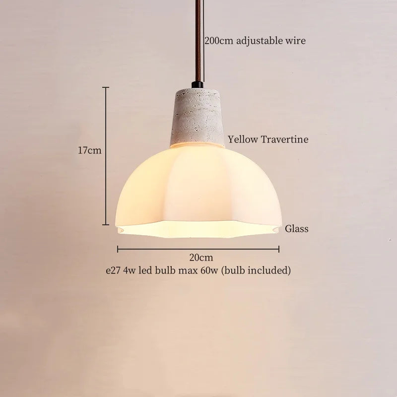 Afralia™ Trivertine LED Pendant Light - Mid Century Modern Style for Bedroom and Dining Room