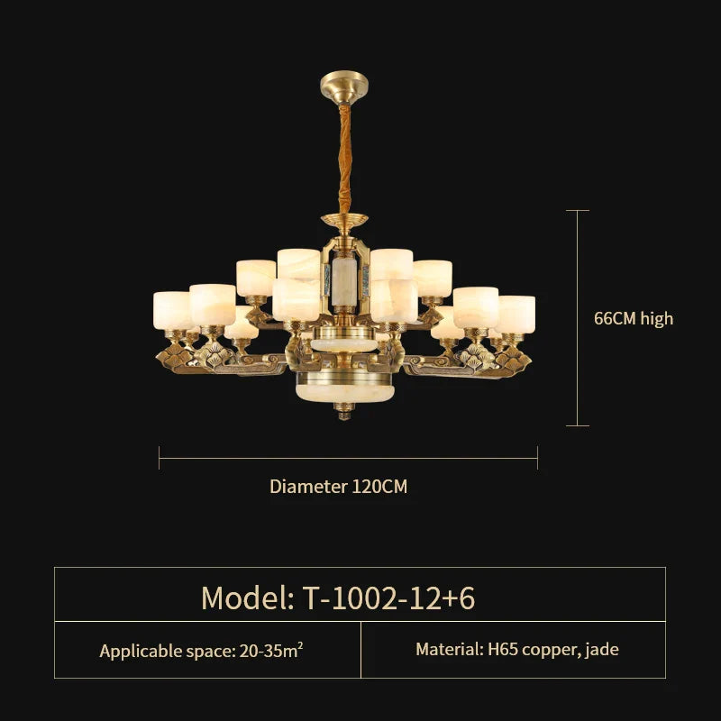 Afralia™ Natural Jade Chinese Chandelier for Living Room, Hotel, Restaurant, and Tea Room